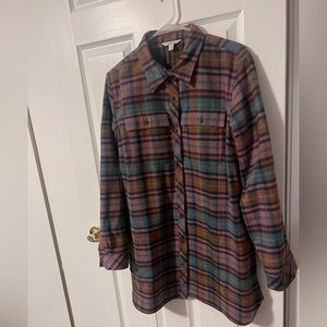 LL Bean Women's Signature Chamois Tunic - Vintage Plum Plaid